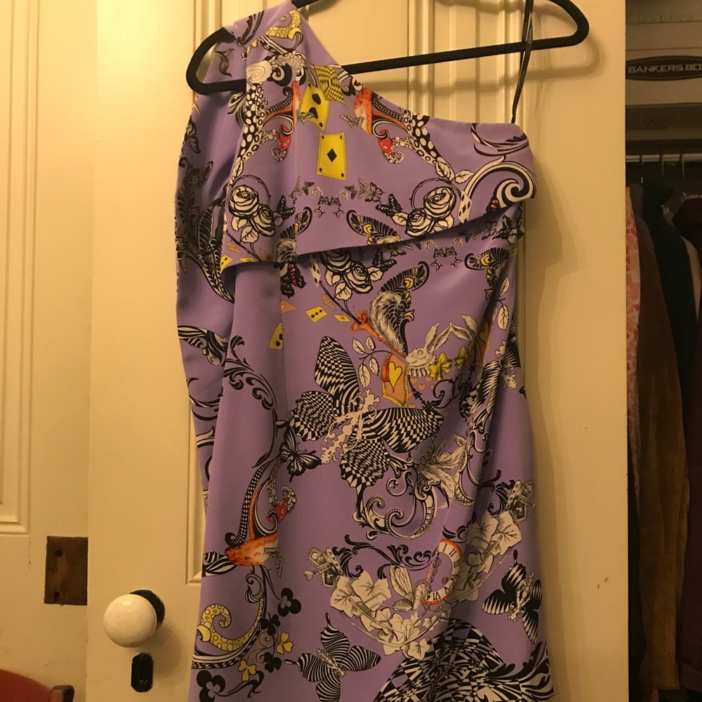 Versace One Shoulder Dress - Purple and Yellow